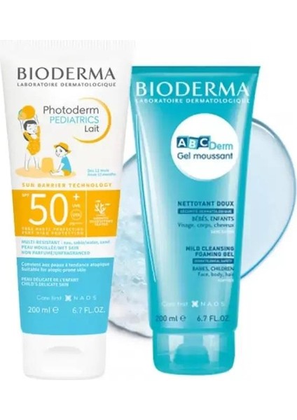Photoderm Pediatrics Lait SPF50+ 200ML + Abcderm Foaming Gel 200ML | Bebek ve Çocuk Bakım Seti