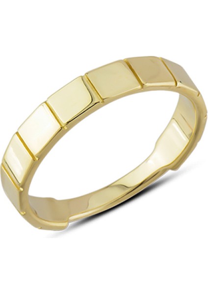 14 Ayar Altın Taşsız Kesik Çizgili Yüzük YZK316