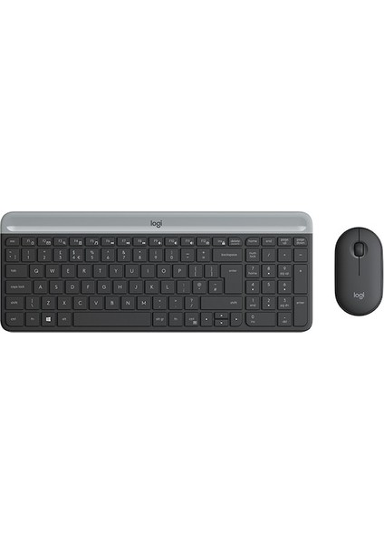 MK470 Kablosuz Ince Ingilizce Q Klavye + Mouse Seti Siyah