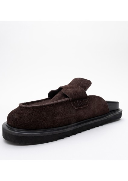 Laven Kahve Süet Deri Kadın Terlik modelleri