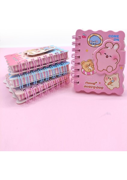 Sevimli Hayvanlar Cırtlı Cep Boy Mini Not Defteri (7x8 Cm) - Pembe