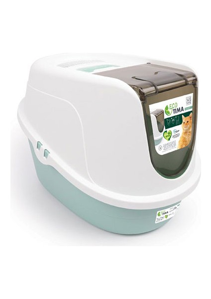 Eco Tima Kapalı Kedi Tuvaleti Large Deniz Yeşili 60 x 45 x 42 cm