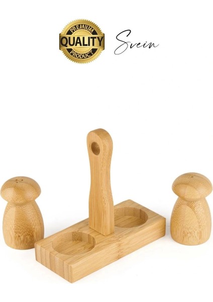 Özel Tasarım Standlı Bambu Tuzluk Karabiberlik 2'li Mantar Set Baharatlık Biberlik Antibakteriyel fiyatları