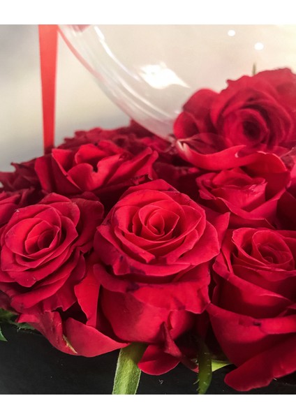 - Baş Harflerle Süslü Siyah Kutuda Kırmızı Güller ve Balon fırsatları