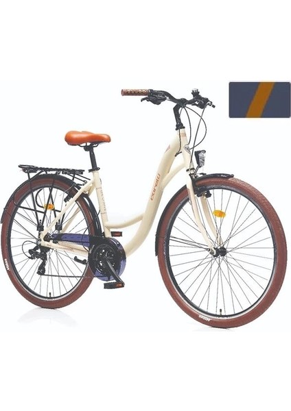 glowıe kadın şehir bisikleti 510h v 28 jant 21 vites gri kahve
