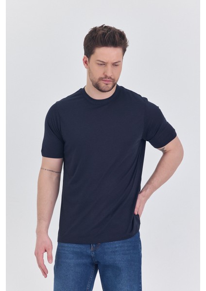 Basic Erkek T-Shirt Lacivert Kısa Kollu Erkek Tişort