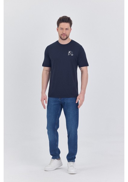 Basic Erkek T-Shirt Lacivert Kısa Kollu Erkek Tişort