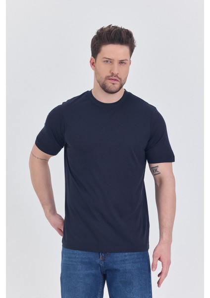 Basic Erkek T-Shirt Lacivert Kısa Kollu Erkek Tişort