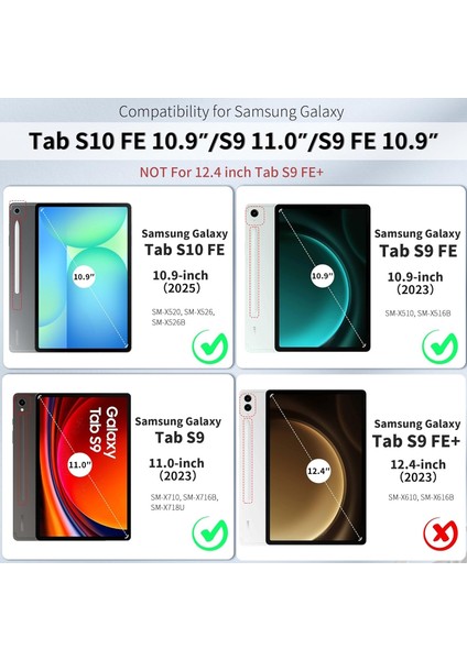 Samsung Galaxy Tab S10 Fe 10.9 Inç Tablet Kılıfı Akıllı Smart Uyku Modlu Katlanabilir Arkası Renkli Standlı Kılıf SM-X520 X526 X528
