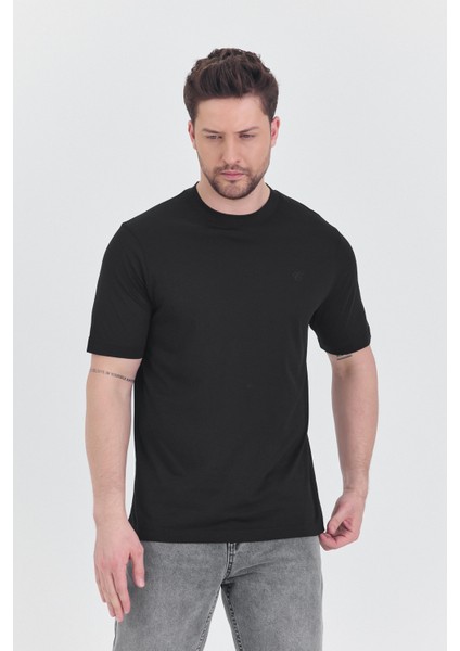 Basic Erkek T-Shirt Siyah Kısa Kollu Erkek Tişort fırsatları