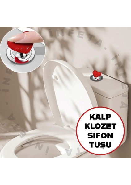 Klozet Basma Buton Düğmesi Kulp, Kalp Klozet Kapağı Kulbu Şifon Tuşu