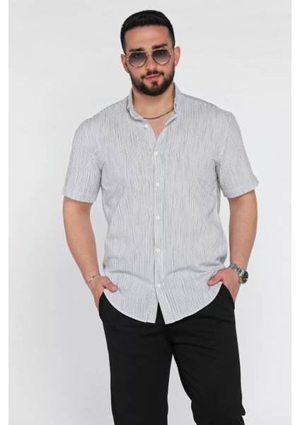 Çizgili Kısa Kol Erkek Gömlek P-00015948