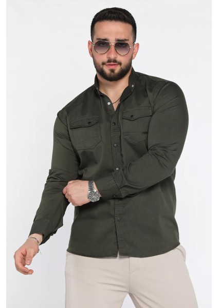 Erkek Cepli Çıtçıtlı Uzun Kol Gömlek P-00015949