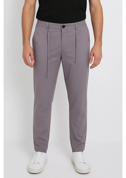 Erkek Bel Bağcıklı Fermuarlı Düz Paça Jogger Pantolon P-00015950