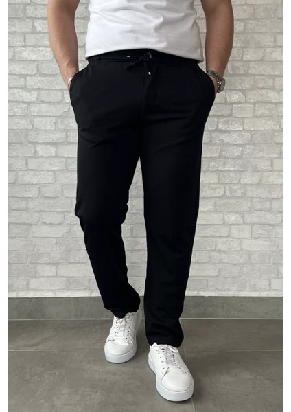 Erkek Bel Bağcıklı Fermuarlı Düz Paça Jogger Pantolon P-00015950