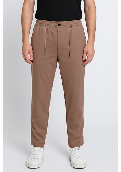 Erkek Bel Bağcıklı Fermuarlı Düz Paça Jogger Pantolon P-00015950