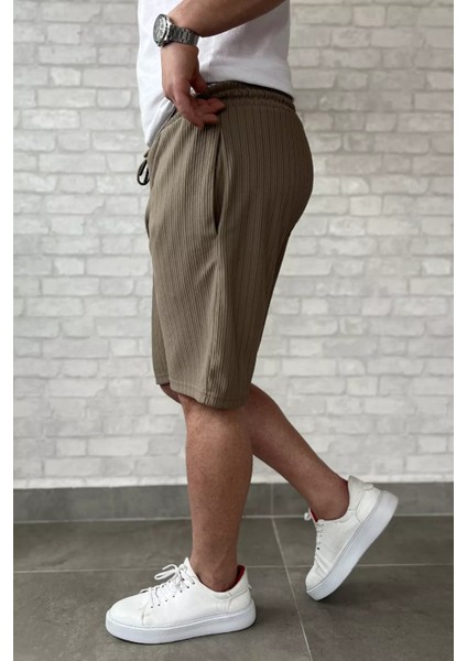 Bel Bağcıklı Çizgi Desenli Erkek Şort P-00015947 fiyatları