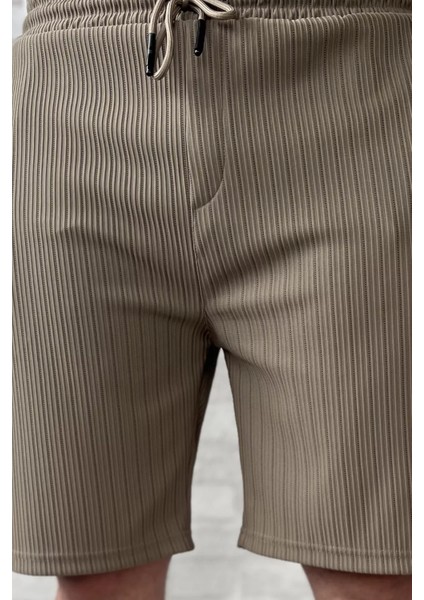 Bel Bağcıklı Çizgi Desenli Erkek Şort P-00015947 modelleri