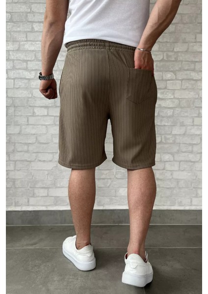 Bel Bağcıklı Çizgi Desenli Erkek Şort P-00015947 fırsatları