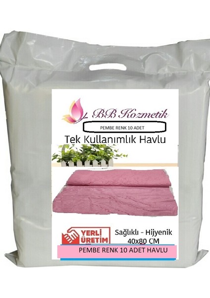 Tek Kullanımlık Havlu Pembe Renk 40X80 cm 10 Adet