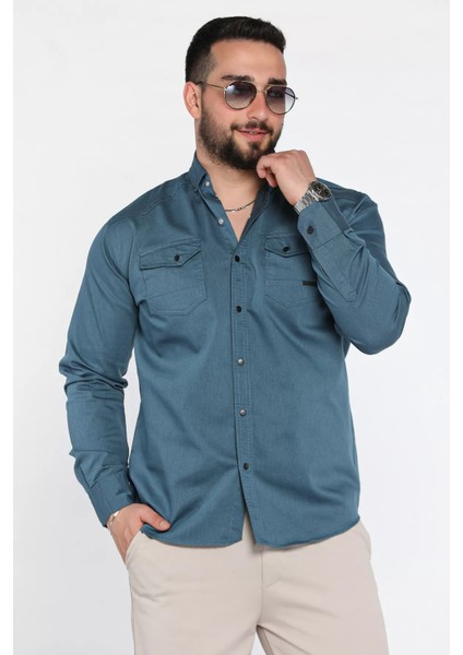 Erkek Cepli Çıtçıtlı Uzun Kol Gömlek P-00015949