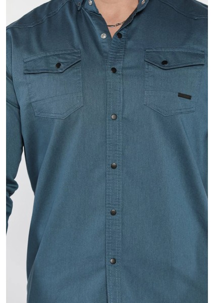 Erkek Cepli Çıtçıtlı Uzun Kol Gömlek P-00015949 fırsatları