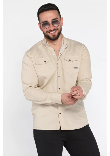 Erkek Cepli Çıtçıtlı Uzun Kol Gömlek P-00015949