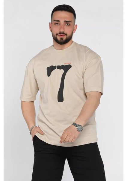 Kol Katlamalı Baskılı Erkek Tişört P-00015979