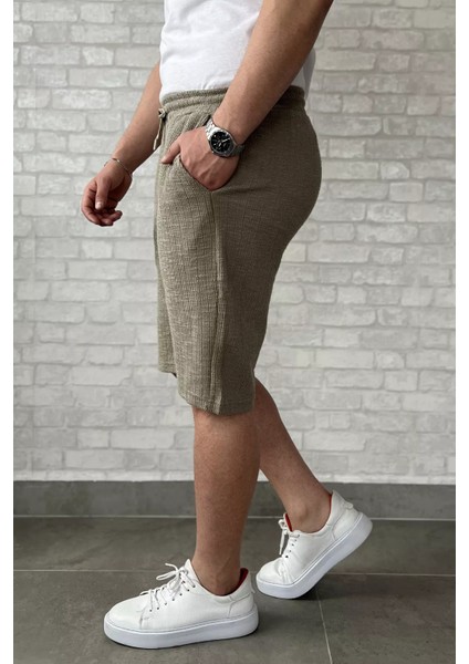 Kendinden Desenli Bel Bağcıklı Erkek Şort P-00015954 fiyatları