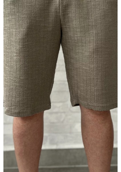 Kendinden Desenli Bel Bağcıklı Erkek Şort P-00015954 modelleri