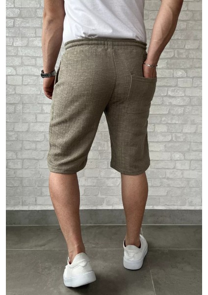 Kendinden Desenli Bel Bağcıklı Erkek Şort P-00015954 fırsatları