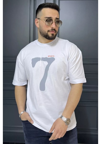 Kol Katlamalı Baskılı Erkek Tişört P-00015979