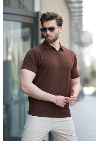 Kiremit Polo Yaka Triko Erkek Tişört E7417 fiyatları