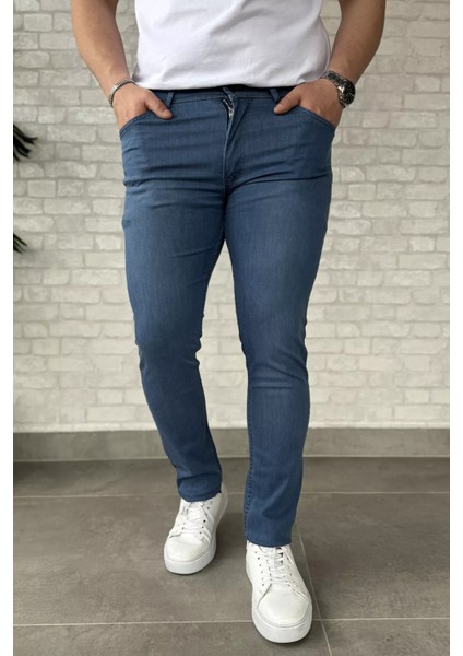 Erkek Likralı Fermuarlı Jean Kot Pantolon P-00015854