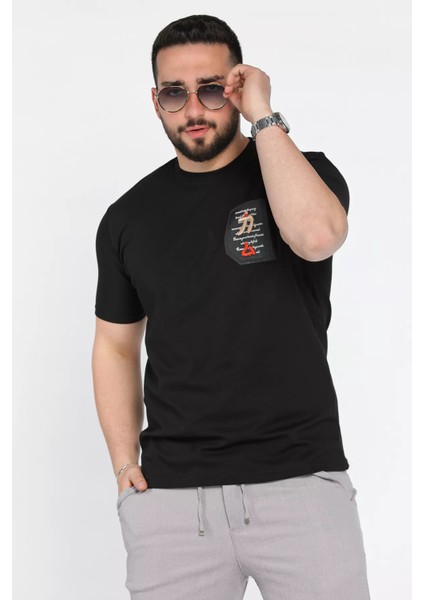 Bisiklet Yaka Yazı Baskılı Erkek Tişört P-00015955