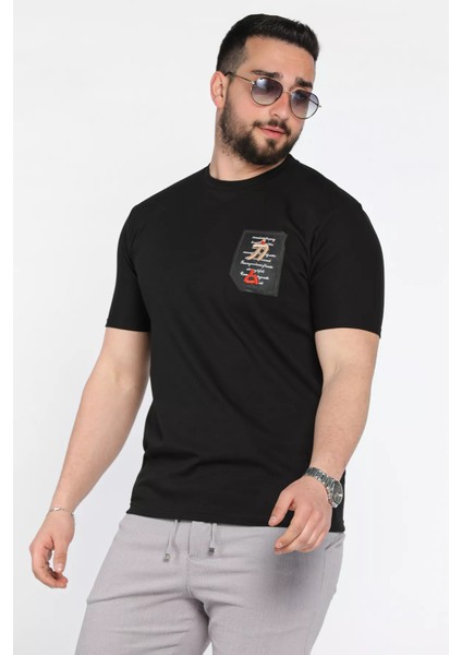 Bisiklet Yaka Yazı Baskılı Erkek Tişört P-00015955 fiyatları