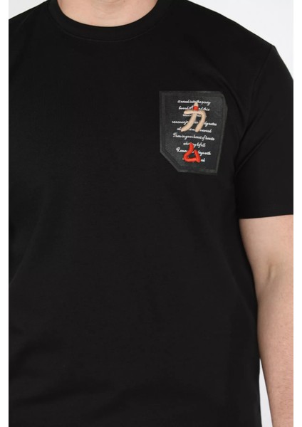 Bisiklet Yaka Yazı Baskılı Erkek Tişört P-00015955 fırsatları