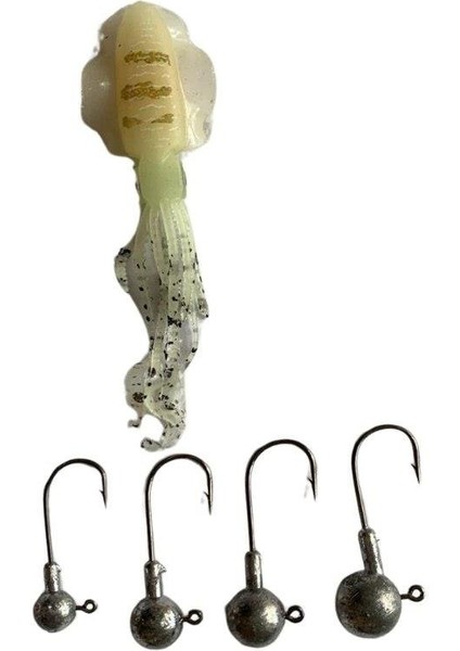 Aqua Salty Enzo Soft Swim Calamari 125MM + Jig Head