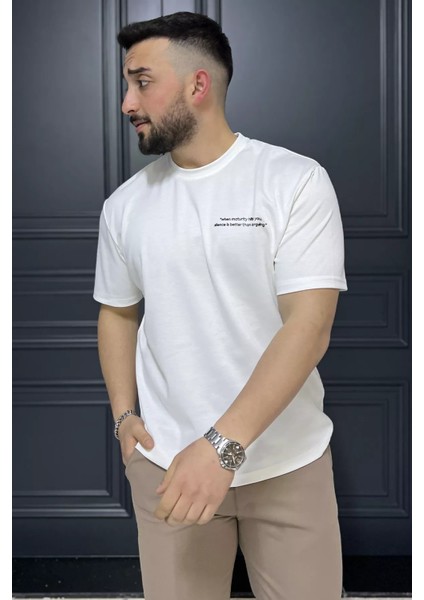 Erkek Yazı Baskılı Tişört P-00015982