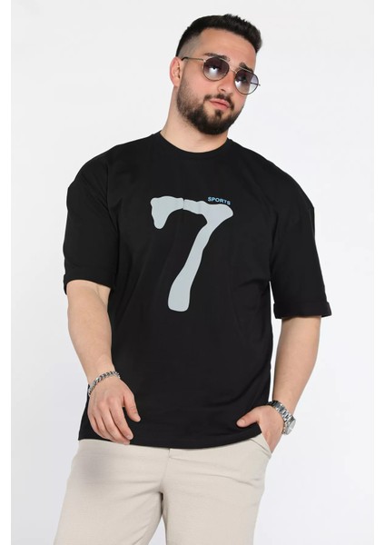 Kol Katlamalı Baskılı Erkek Tişört P-00015979