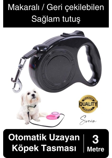 3 m Makaralı Otomatik Uzayabilen Geri Çekilebilen Köpek Tasması Boyun Gezdirme Kuvvetli Tutuş