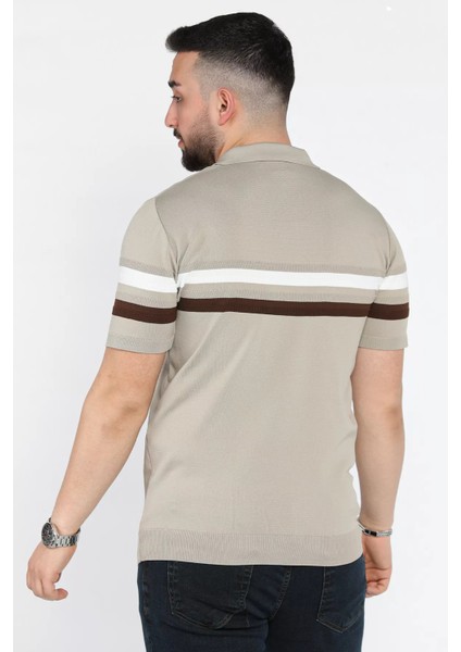 Erkek Polo Yaka Çizgi Desenli Triko Tişört P-00015863 modelleri