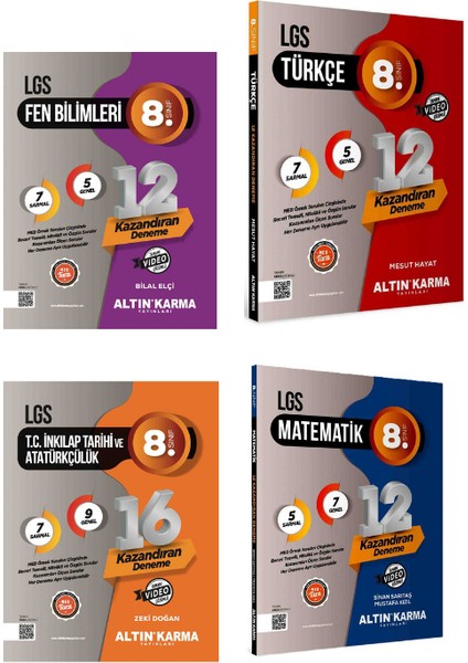 2025 Altınkarma Lgs Fen+Türkçe+Matematik+Inkılap Sarmal Deneme Seti(4 Kitap)