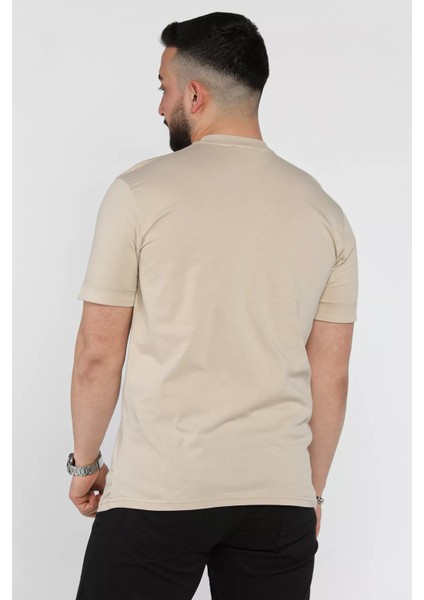 Bisiklet Yaka Kol Katlamalı Baskılı Erkek Tişört P-00015993 modelleri