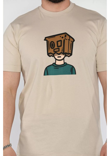 Bisiklet Yaka Kol Katlamalı Baskılı Erkek Tişört P-00015993 fırsatları