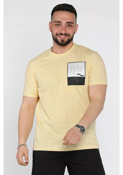 Baskılı Bisiklet Yaka Erkek Tişört P-00015986