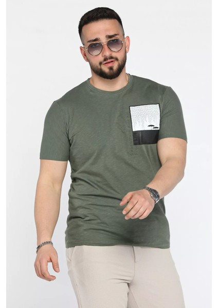 Baskılı Bisiklet Yaka Erkek Tişört P-00015986