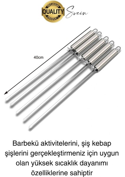 3 Adet 40 cm Premium Paslanmaz Çelik Saplı Izgara Şişleri Et Tavuk Barbekü Kebap Mangal Adana Urfa modelleri