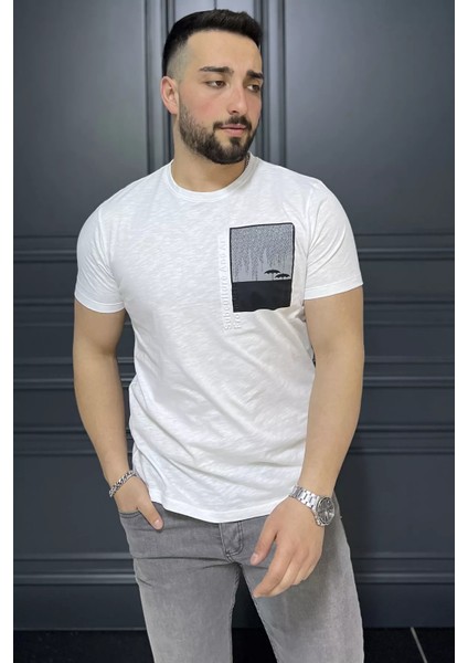 Baskılı Bisiklet Yaka Erkek Tişört P-00015986