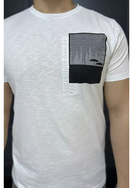 Baskılı Bisiklet Yaka Erkek Tişört P-00015986 fırsatları